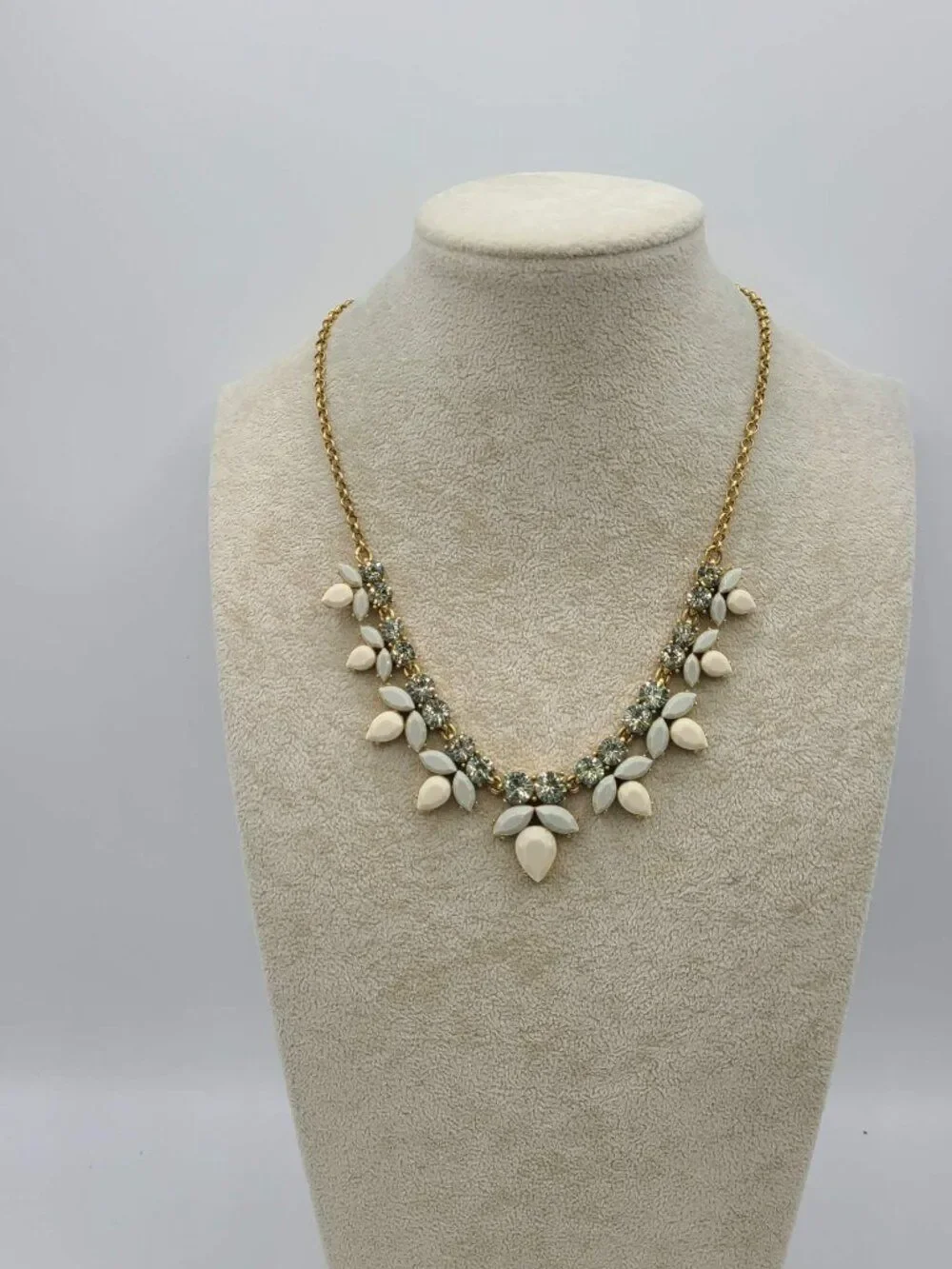 J Crew Delicate Blue Crystal Resin White Resin Necklace